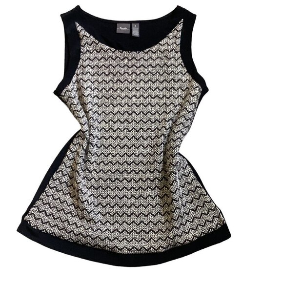 Chico's Travelers Tank Top Chain Mesh Sz 1 (M/8) Black Silver Gold 105M - Picture 6 of 10